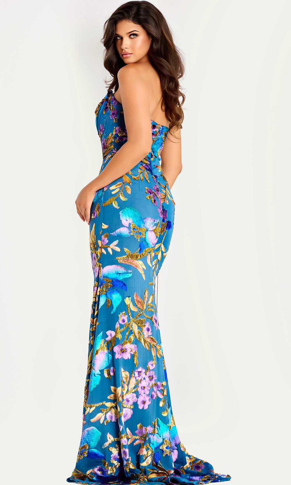 Jovani 47654 - Floral Satin Evening Gown
