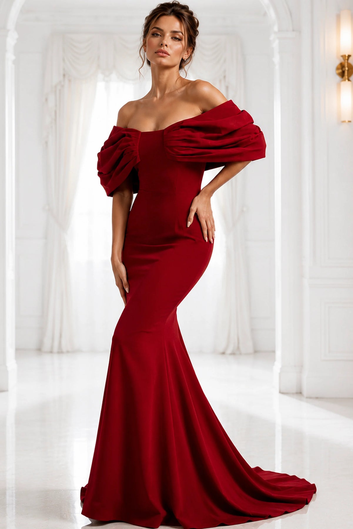Jovani 47657 - Off Shoulder Flared Hem Evening Gown