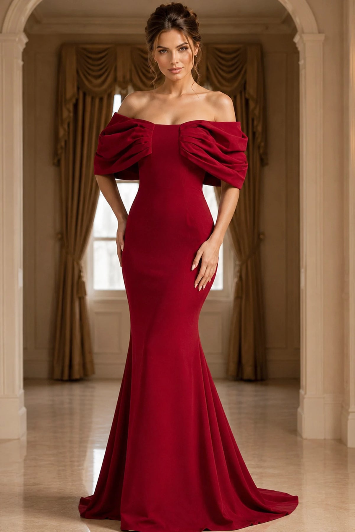 Jovani 47657 - Off Shoulder Flared Hem Evening Gown