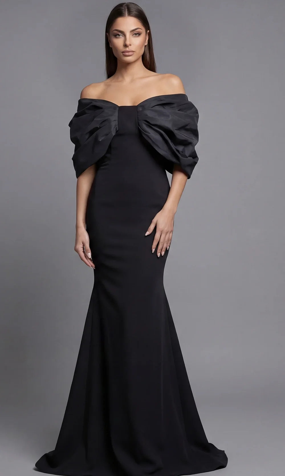 Jovani 47657 - Dramatic Sleeve Mermaid Evening Gown Special Occasion Dress In Black