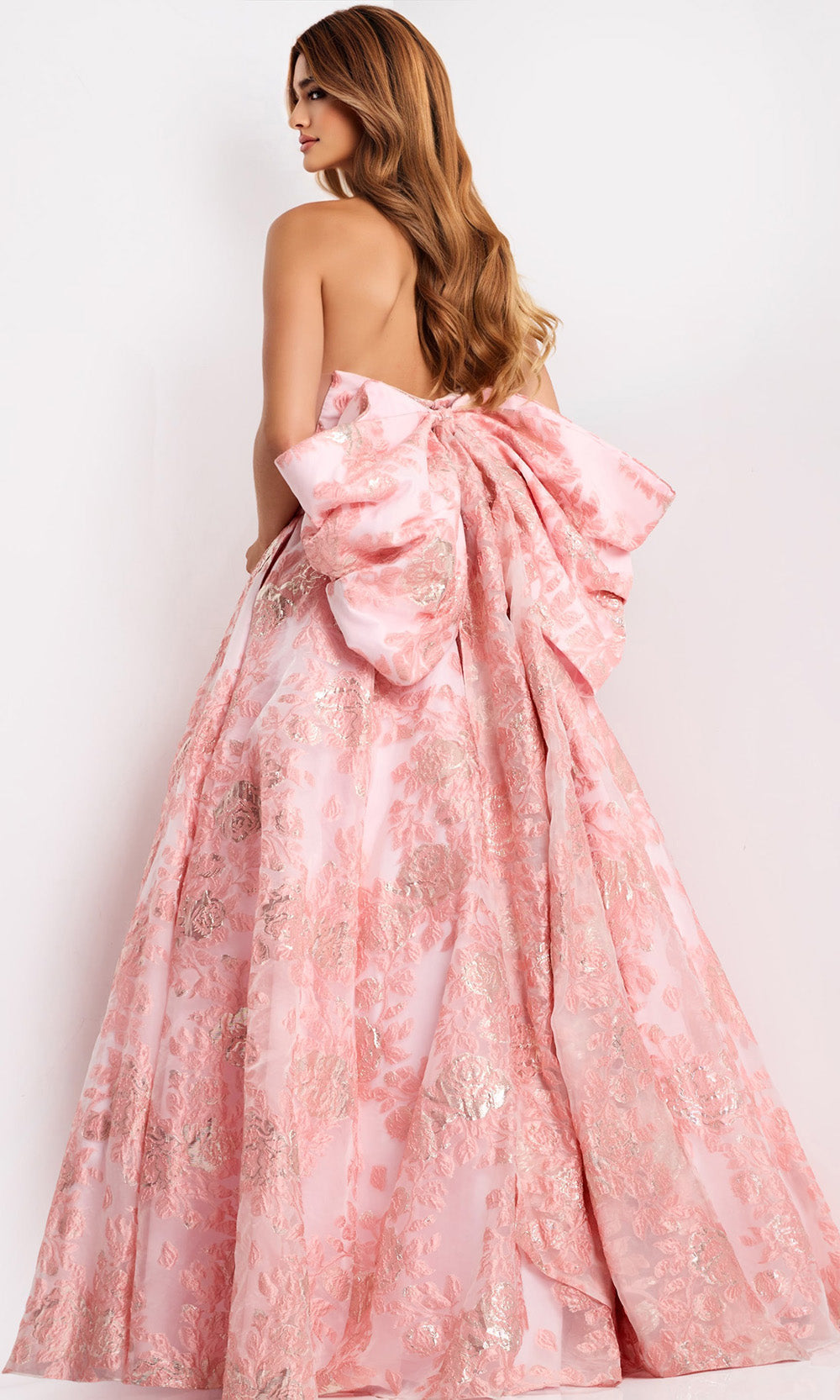 Jovani 47702 - Floral Pattern Ballgown with Oversized Bow Ball Gowns