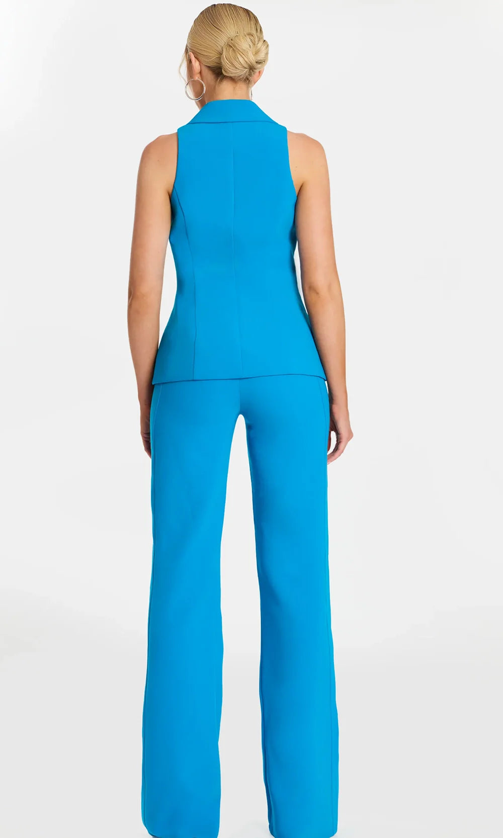 Jovani 47741 - Plunging V-Neck Sleeveless Tailored Pantsuit Formal Pantsuits  in Peacock 