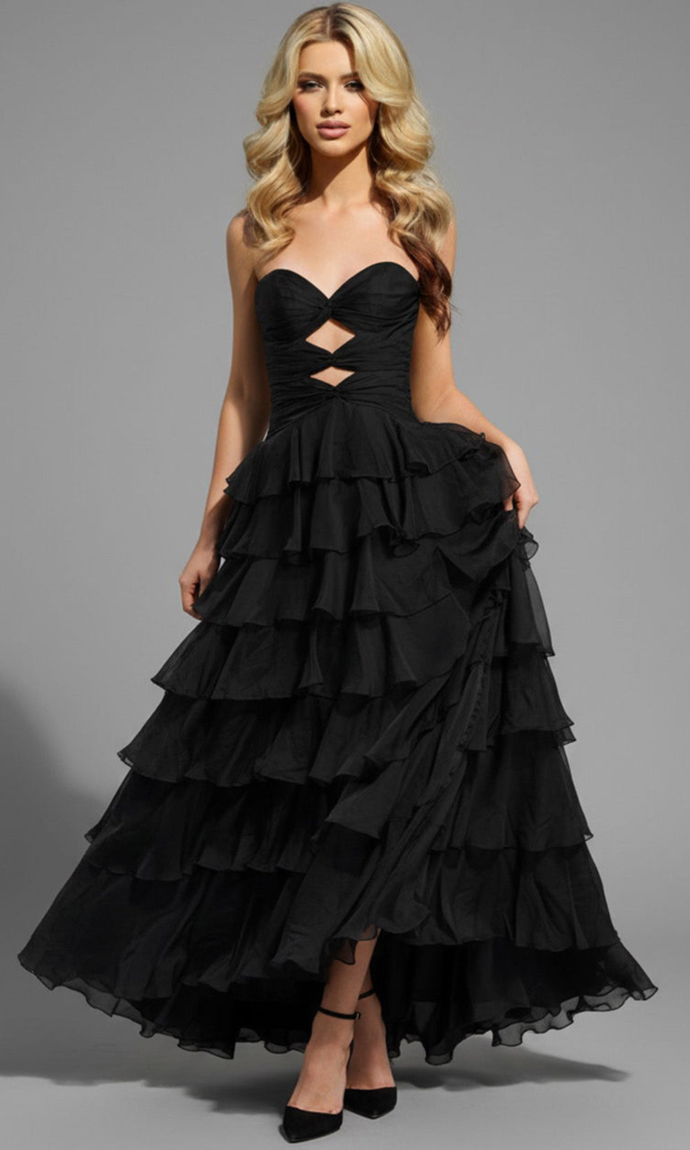 Jovani 47743 - Front Cutout Sweetheart Ruffle Gown