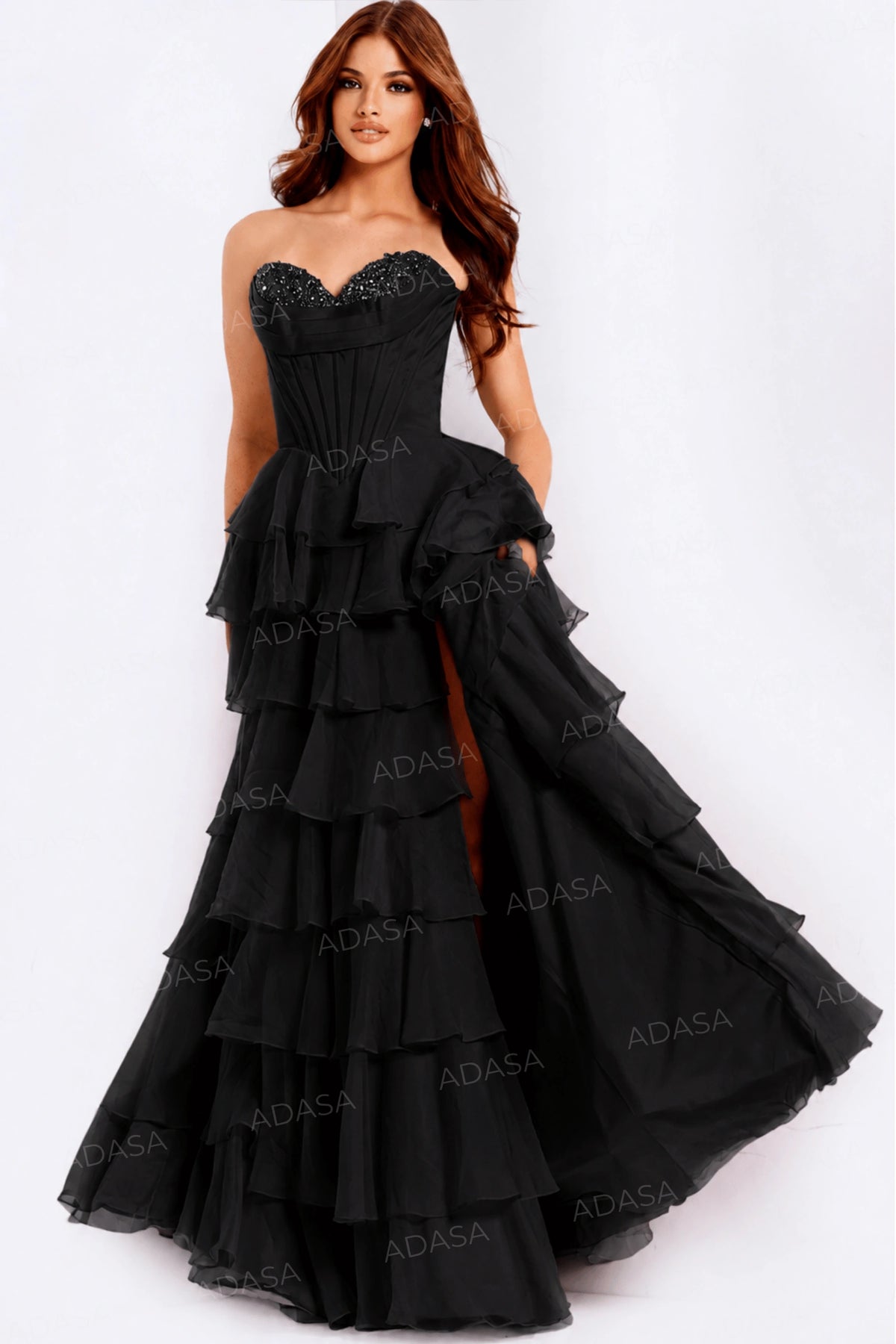 Jovani 47762 - Corset Bodice Sweetheart Ruffle Gown