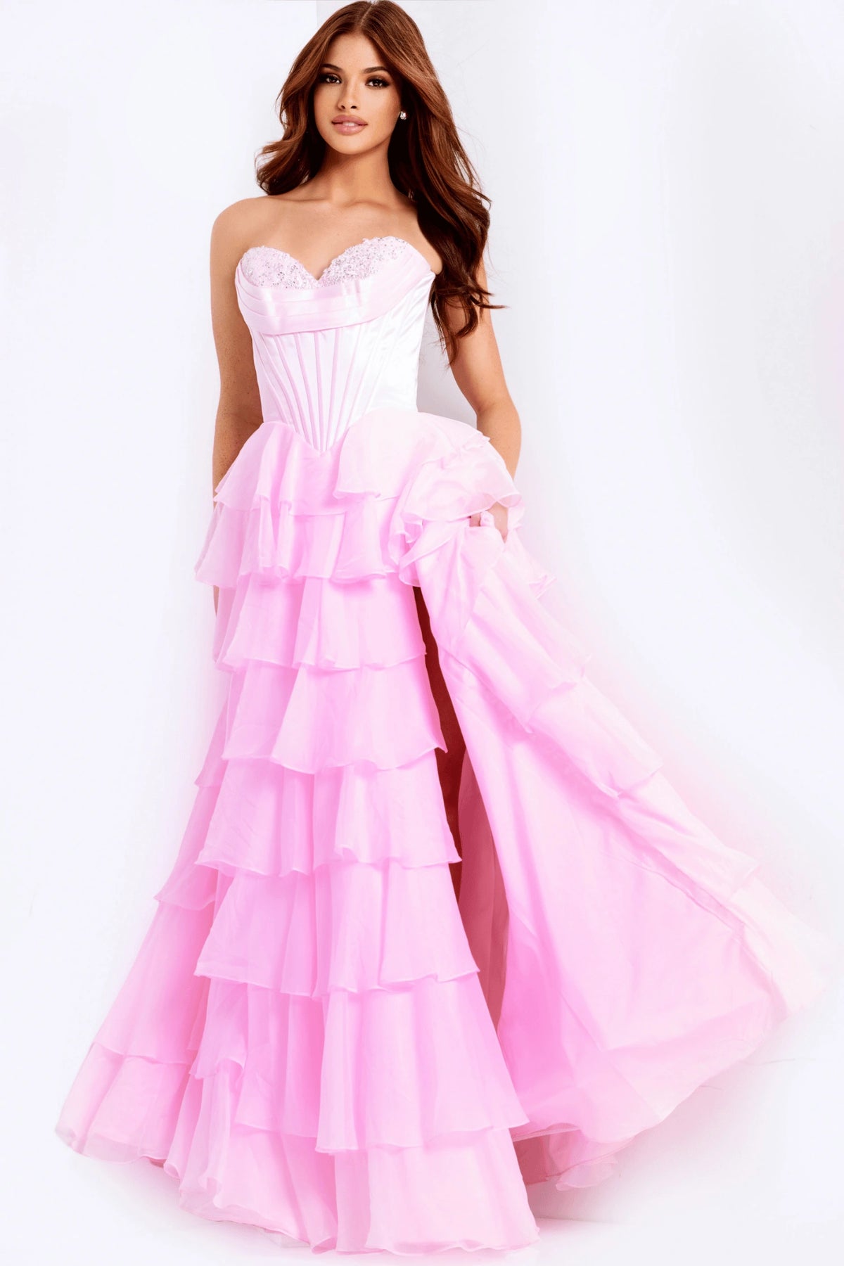 Jovani 47762 - Corset Bodice Sweetheart Ruffle Gown