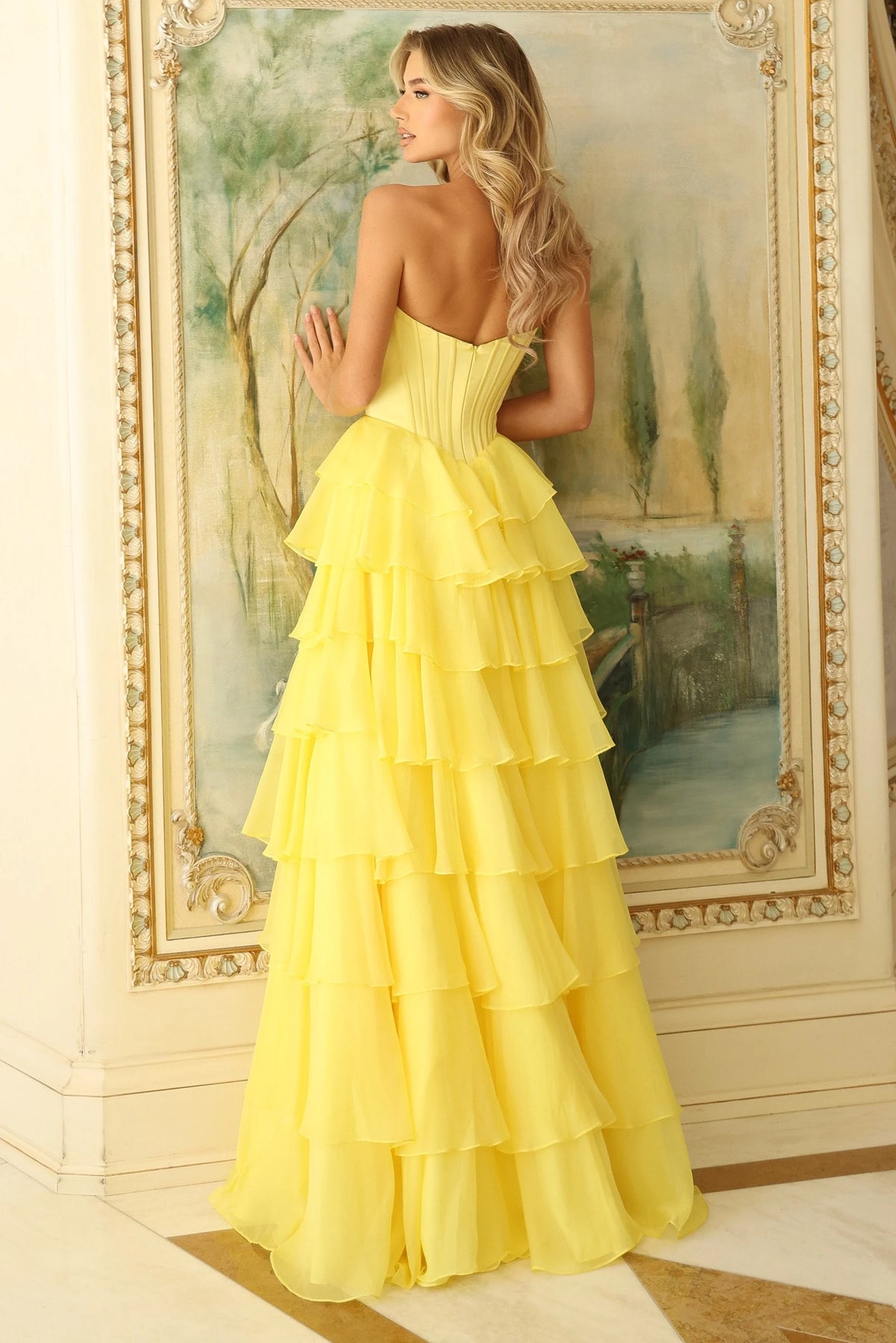 Jovani 47762 - Corset Bodice Sweetheart Ruffle Gown