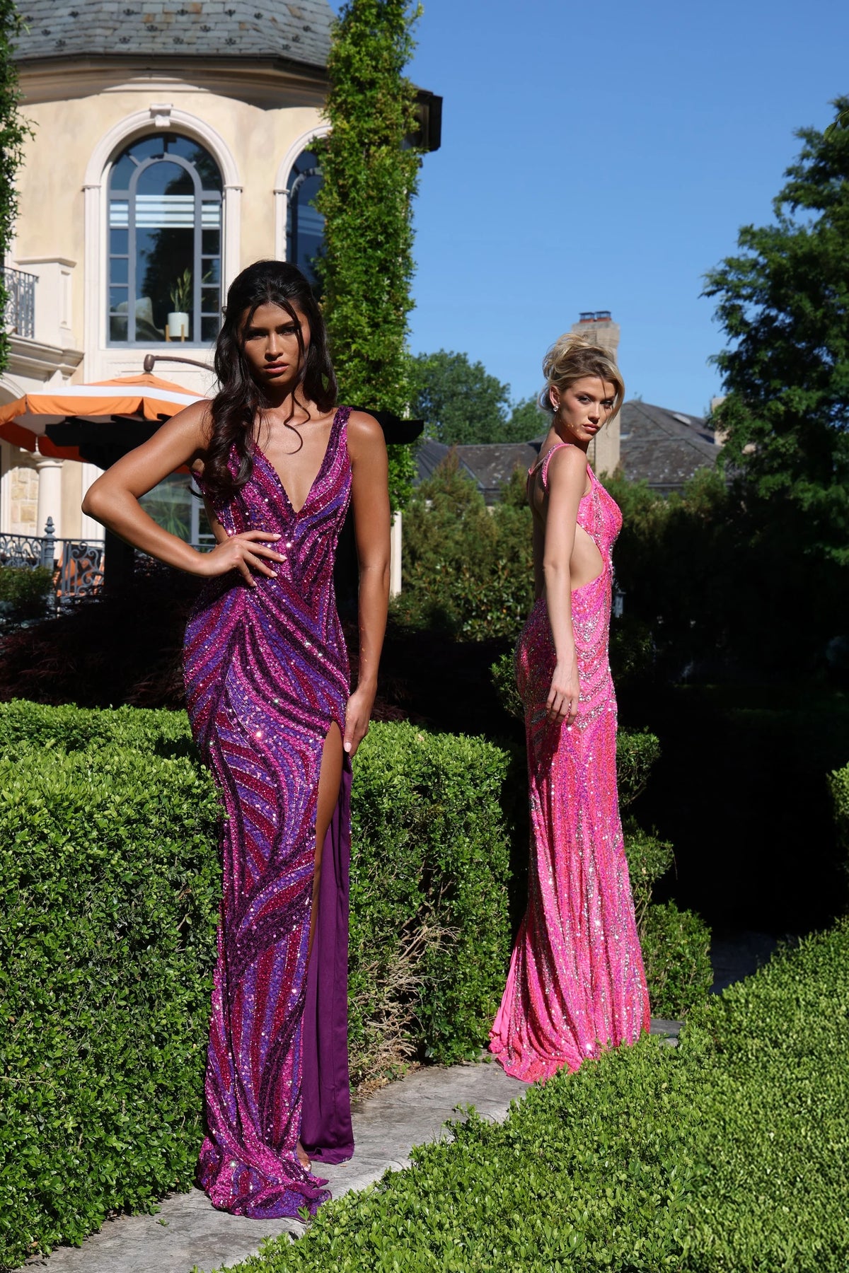 Jovani 47793 - V-Neckline Cutout Sequin Dress
