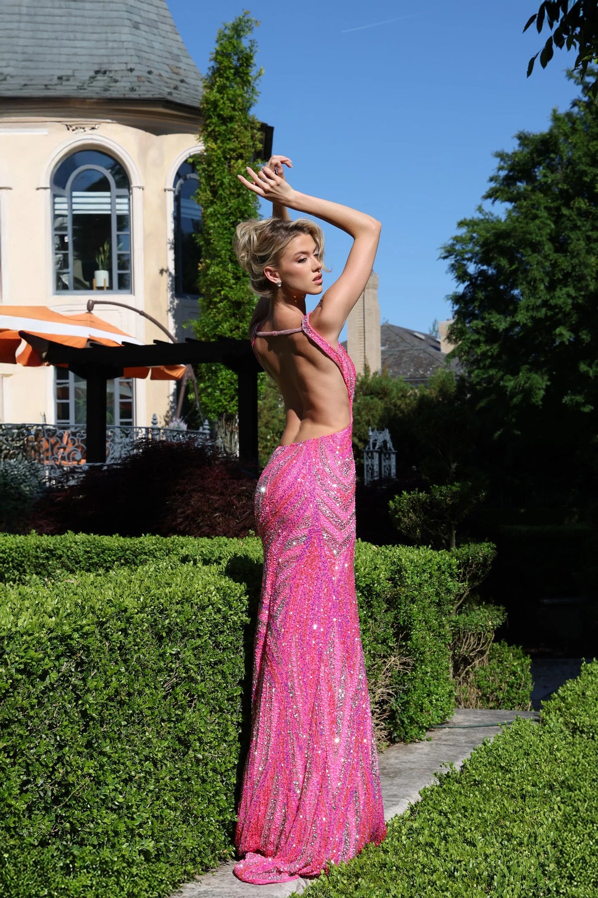 Jovani 47793 - V-Neckline Cutout Sequin Dress