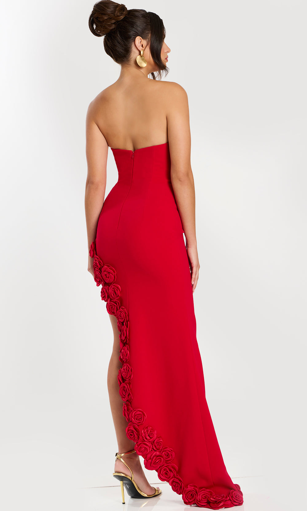 Jovani 47798 - Scoop Column Gown with Rosette Applique