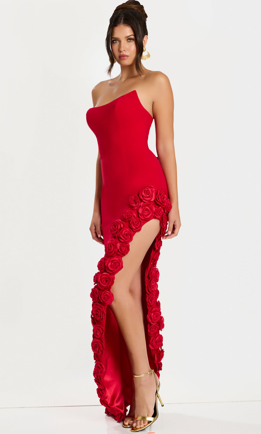 Jovani 47798 - Scoop Column Gown with Rosette Applique