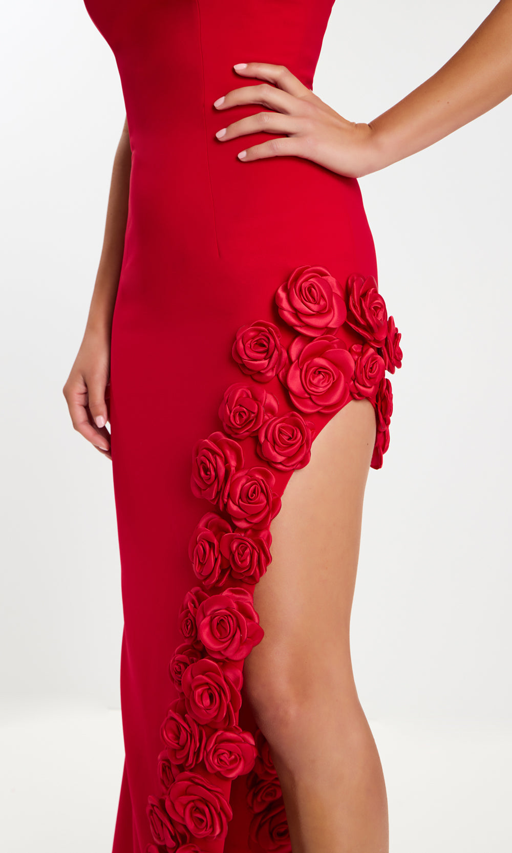 Jovani 47798 - Scoop Column Gown with Rosette Applique