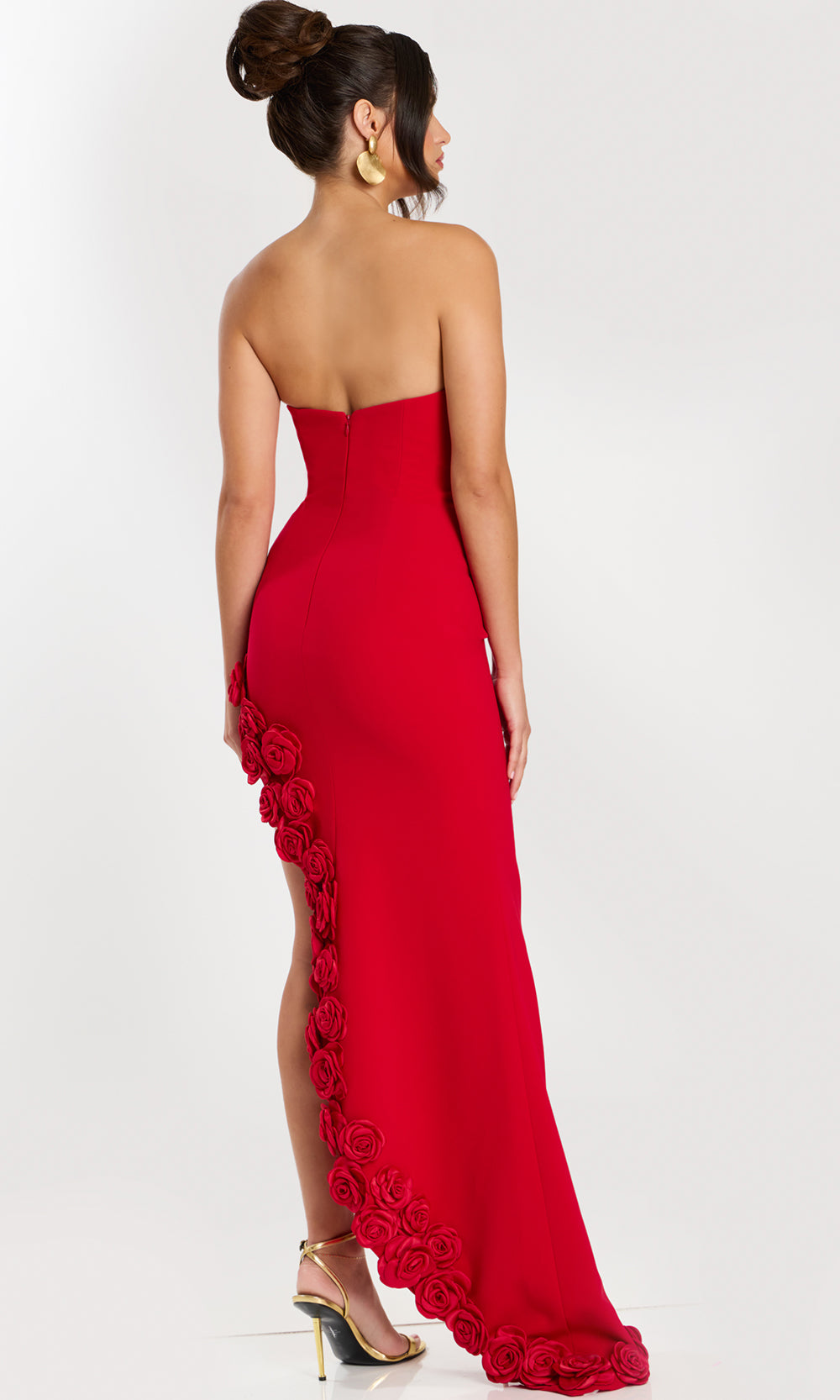Jovani 47798 - Scoop Column Gown with Rosette Applique