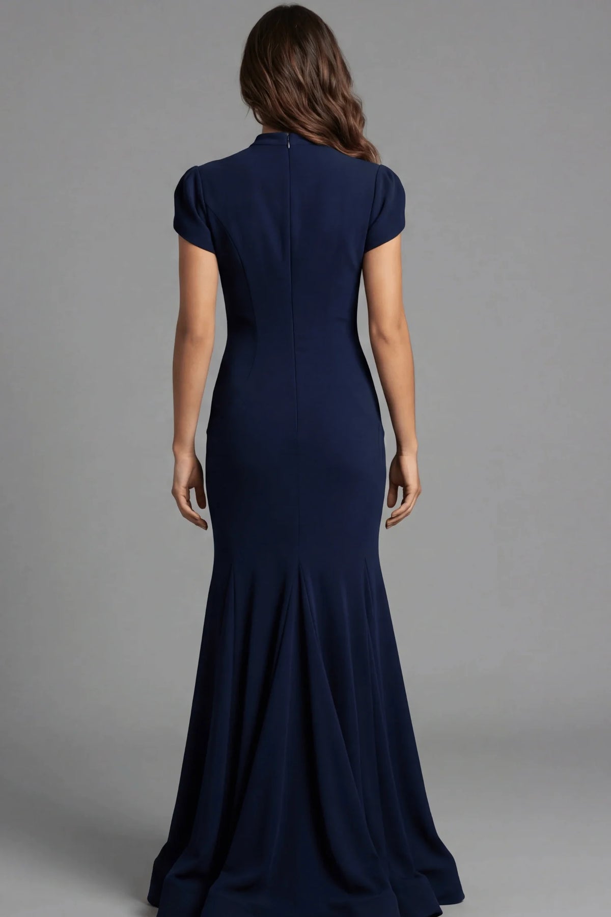Jovani 46520 - Cap Sleeve Crepe Trumpet Gown