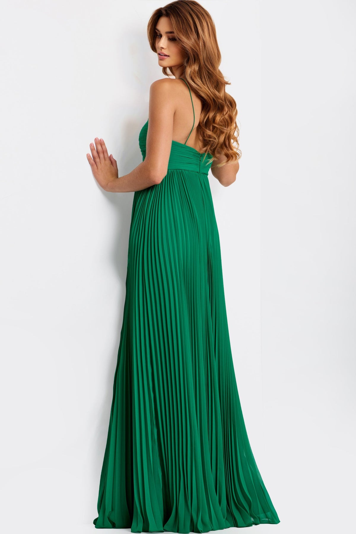 Jovani 47820 - Knotted Bust Pleated A-Line Gown Prom Dresses in In Green