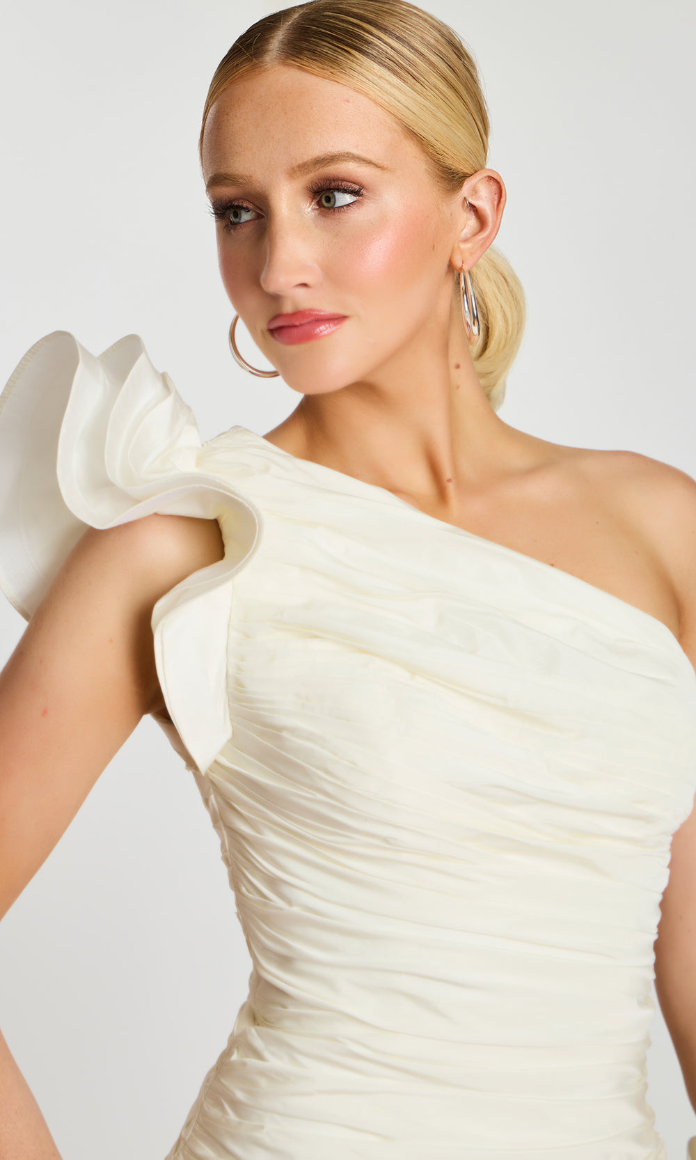 Jovani 47823 - Bow Accent Ruffle Hem Dress Cocktail Dresses  in White  