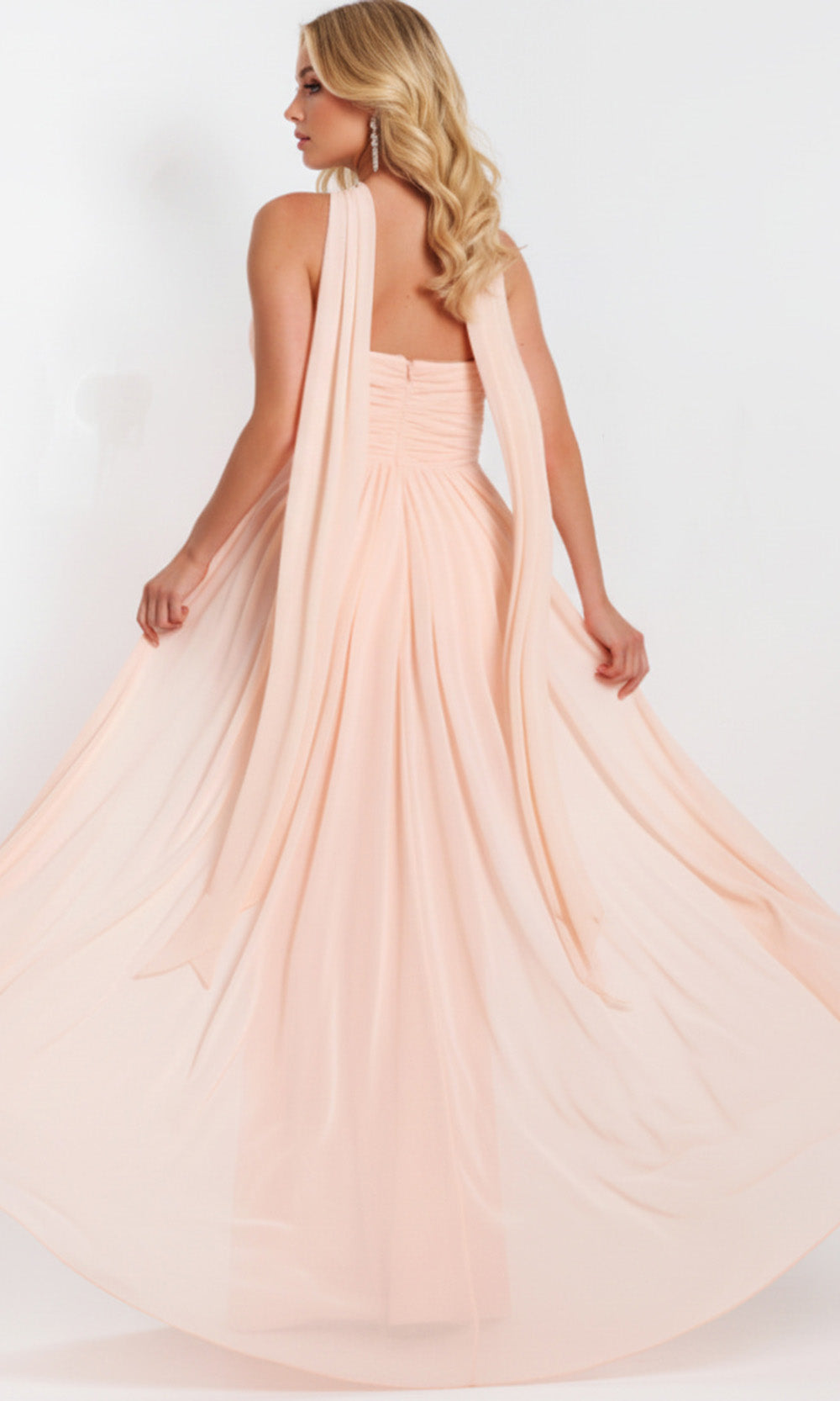 open lace back dress Strapless Long Sequin Prom Dress with Satin Scarf Black / 3XLarge main image 0