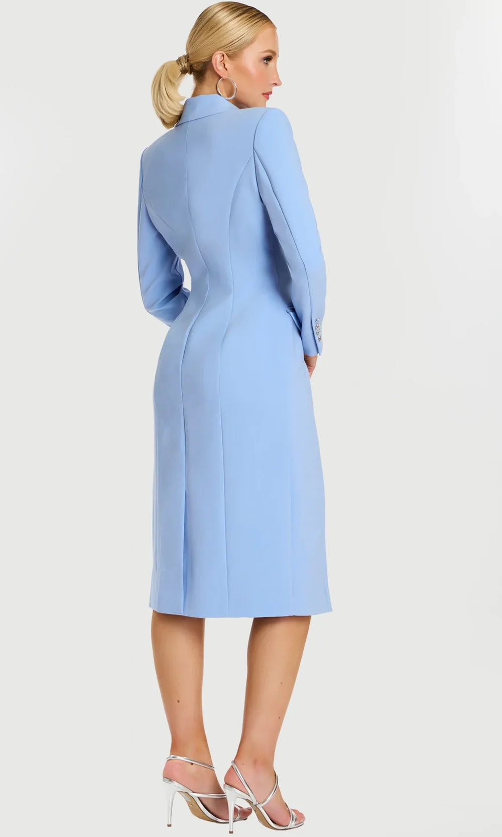 Jovani 47886 - Blazer Tea-Length Dress with Rose Brooch Special Occasion Dress In Light Periwinkle