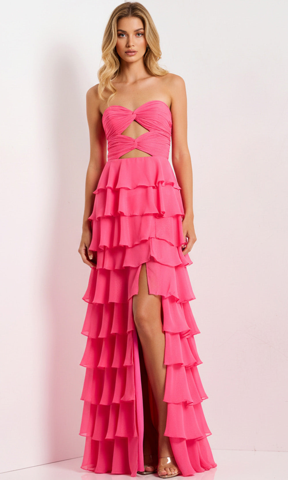 Jovani 47898 - Cutout Tiered Skirt Strapless Dress