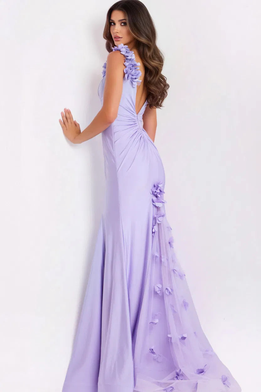 Jovani 48120 - Mermaid Prom Gown with Floral Applique