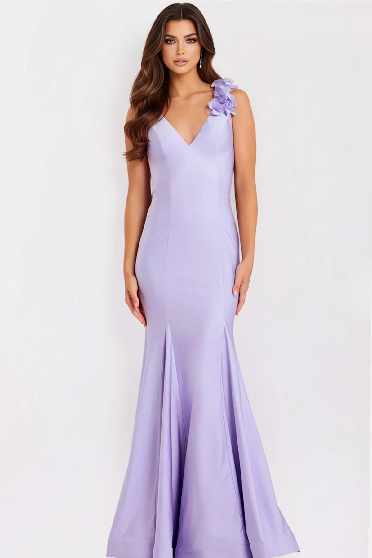 Jovani 48120 - Mermaid Prom Gown with Floral Applique