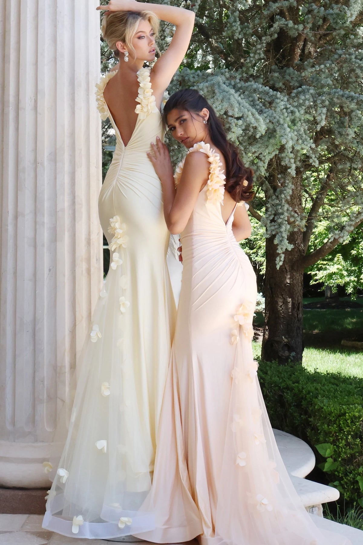 Jovani 48120 - Mermaid Prom Gown with Floral Applique