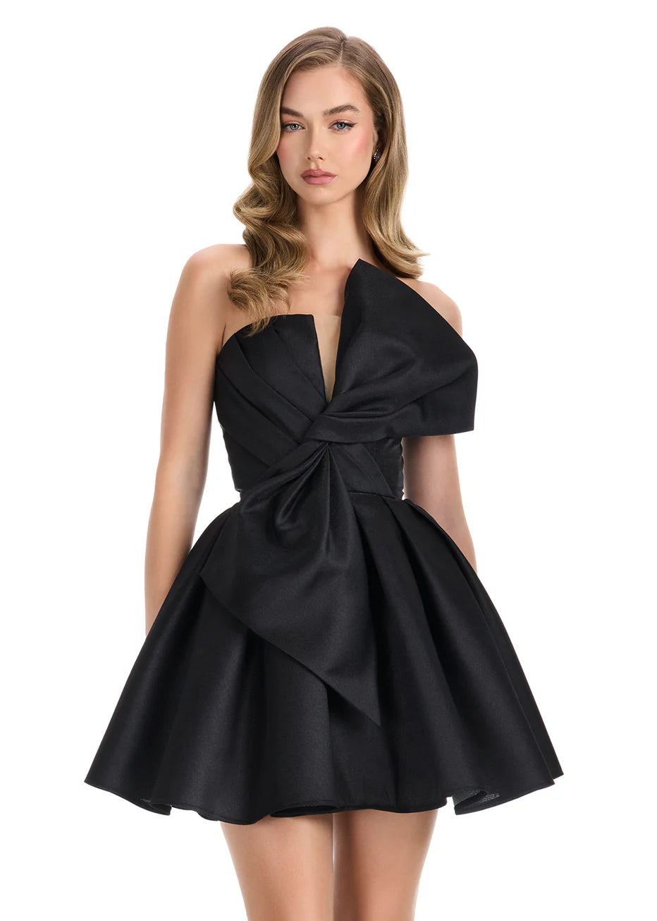 Ashley Lauren 4816 - Pleated Strapless Mikado Short Dress