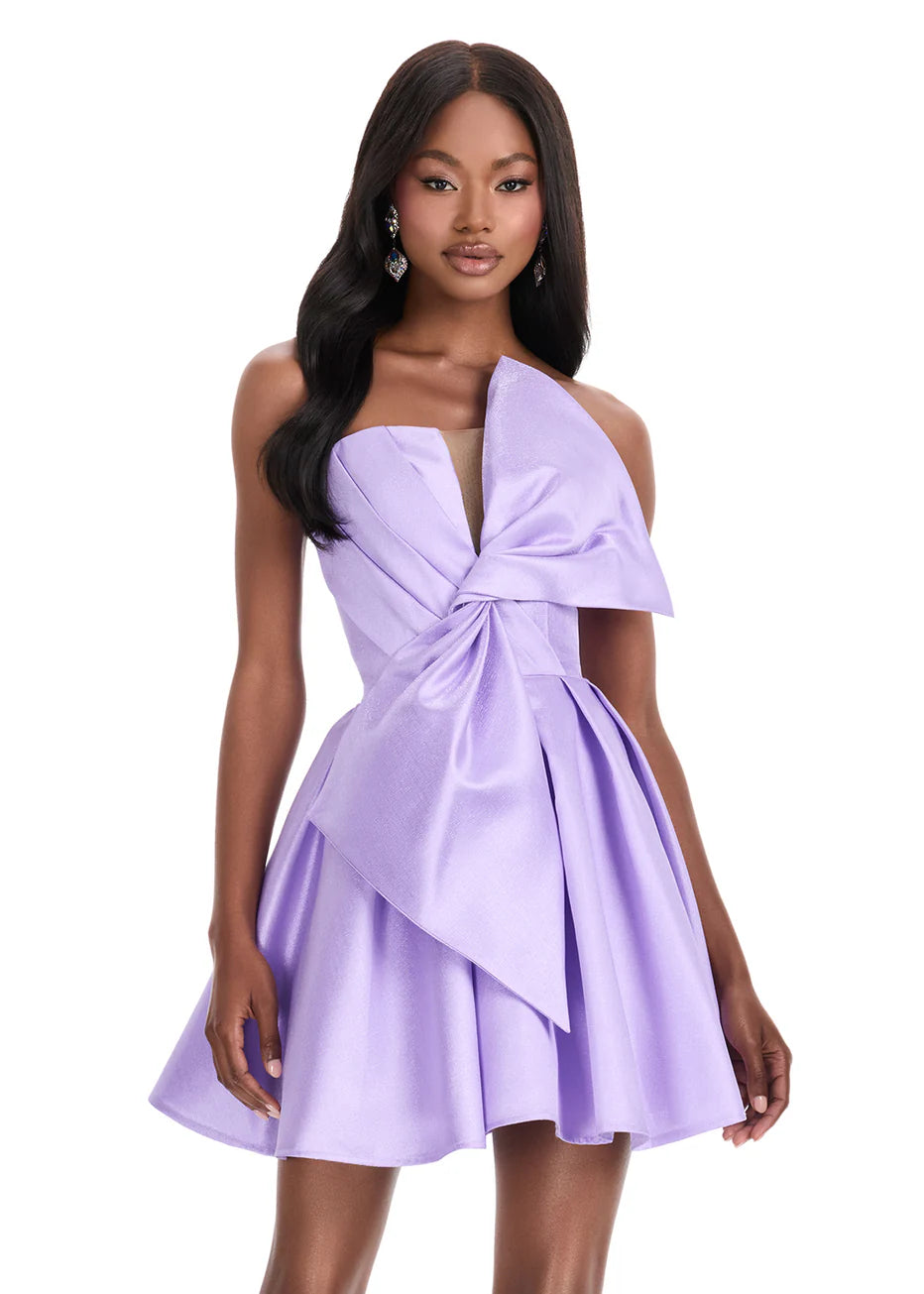 Ashley Lauren 4816 - Pleated Strapless Mikado Short Dress