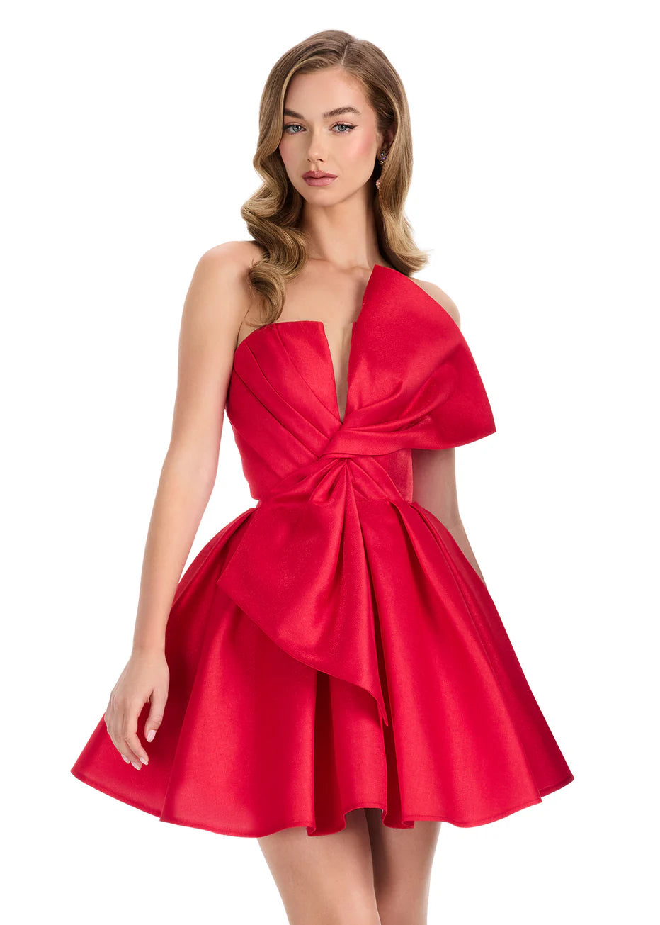 Ashley Lauren 4816 - Pleated Strapless Mikado Short Dress
