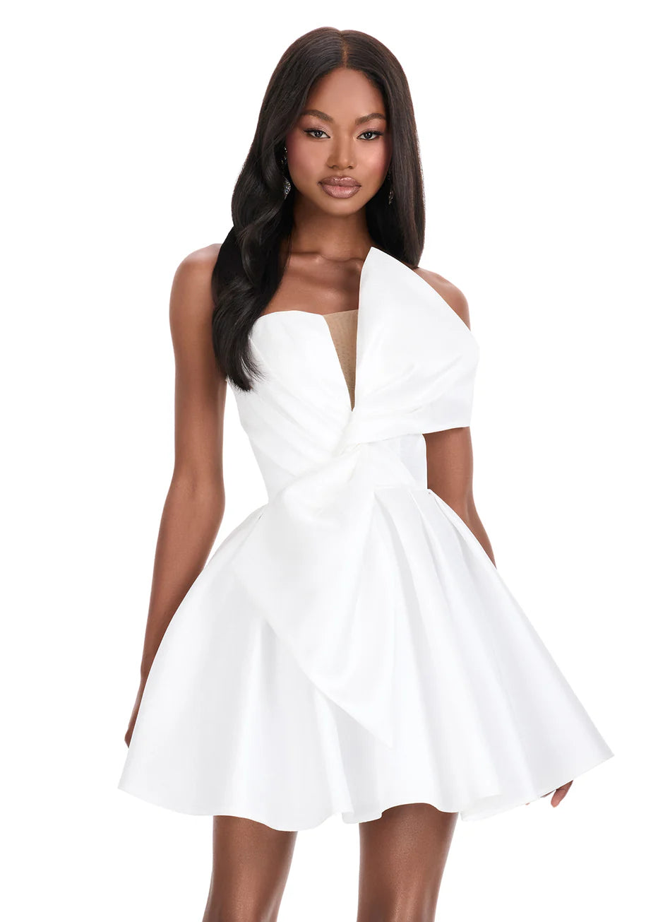 Ashley Lauren 4816 - Pleated Strapless Mikado Short Dress