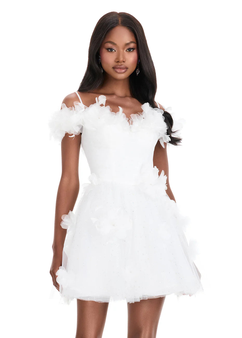 Ashley Lauren 4818 - Glitter Tulle A-line Dress with 3D Flowers