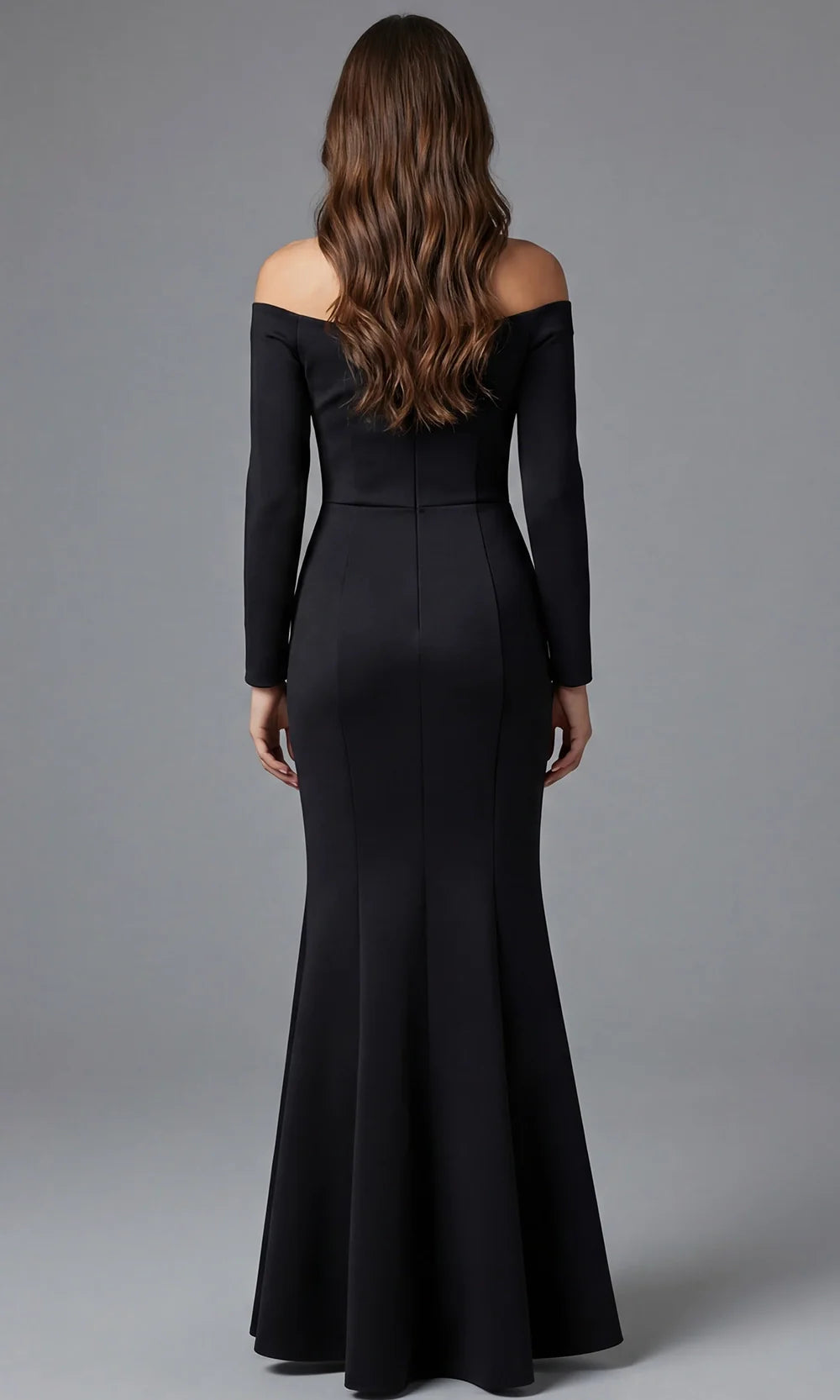 Jovani 48207 - Rosette Waist Three-Quarter Sleeve Crepe Gown Mother Of The Bride Dresses  in Black  