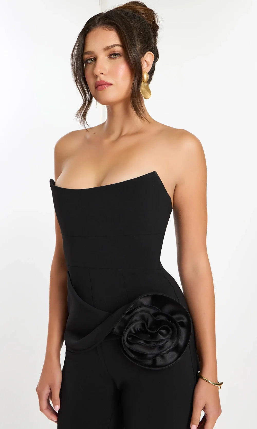 Jovani 48209 - Peplum Rosette Evening Jumpsuit Special Occasion Dress In Black