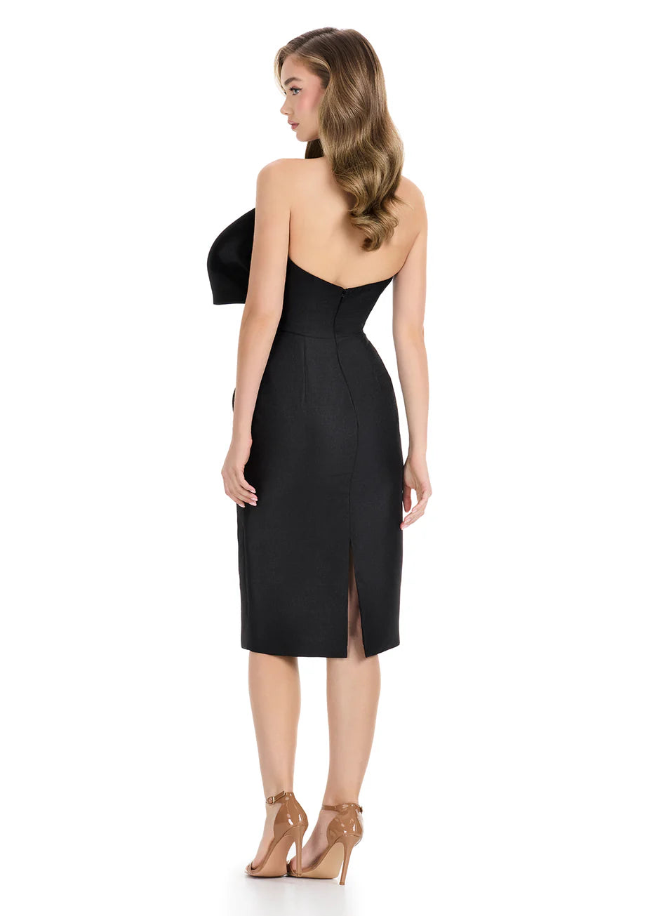 Ashley Lauren 4820 - Bow Bodice Asymmetric Neck Cocktail Dress