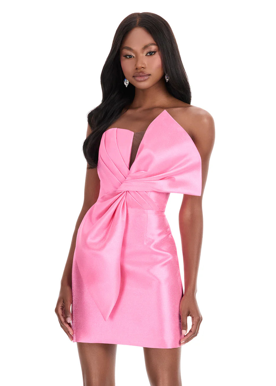 Ashley Lauren 4825 - Oversized Bow Short Mikado Dress