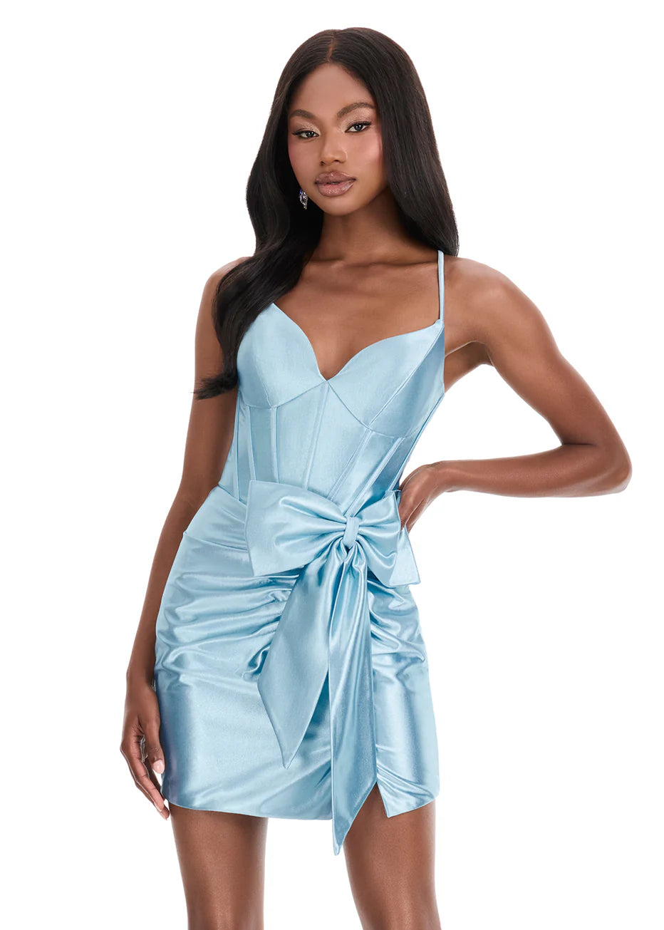Ashley Lauren 4827 - Lace-Up Corset Back Sheath Dress