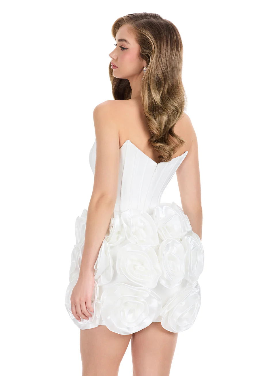 Ashley Lauren 4831 - 3D Floral Detail Strapless Corset Dress
