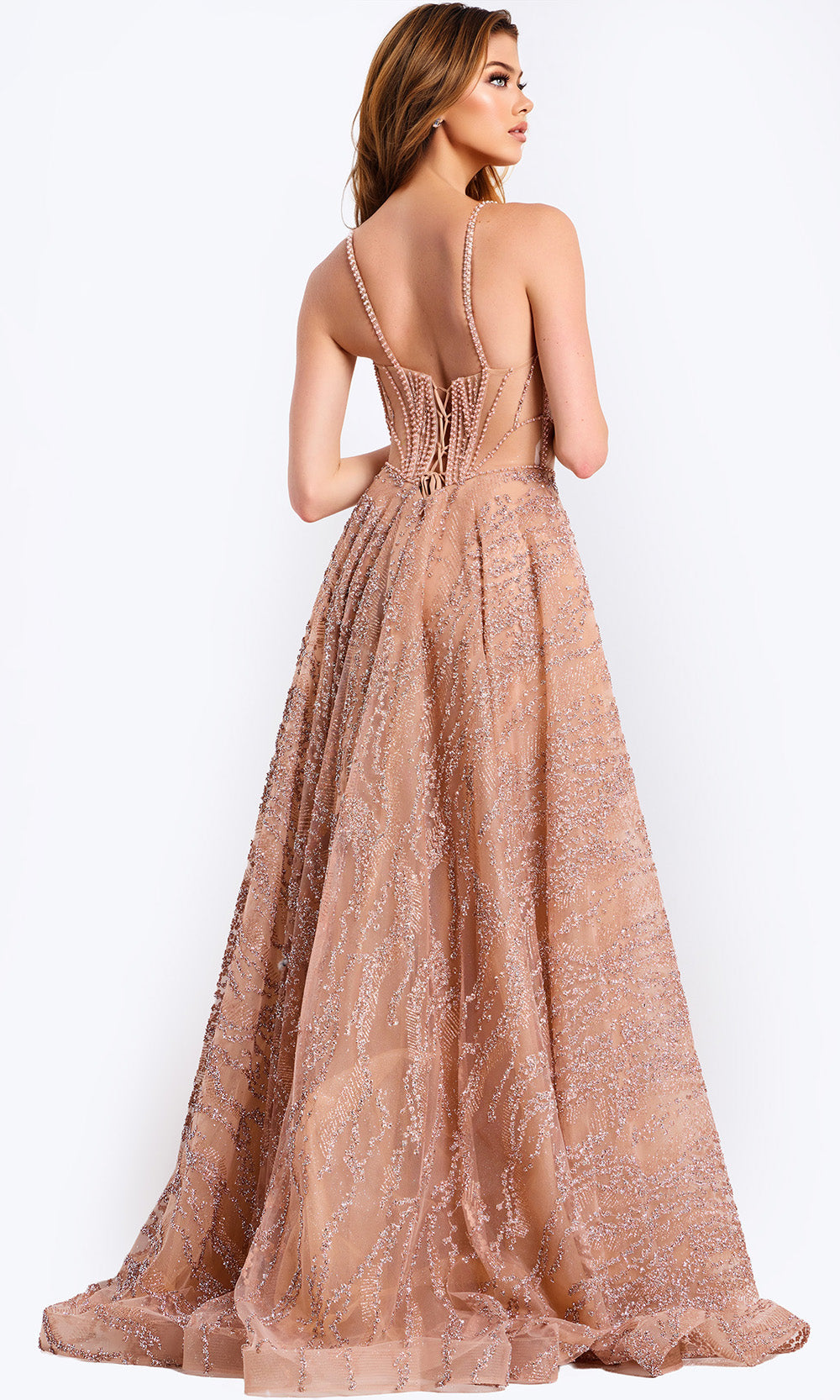 Jovani 48365 - Sparkle Corset Sleeveless A-Line Gown Prom Dresses