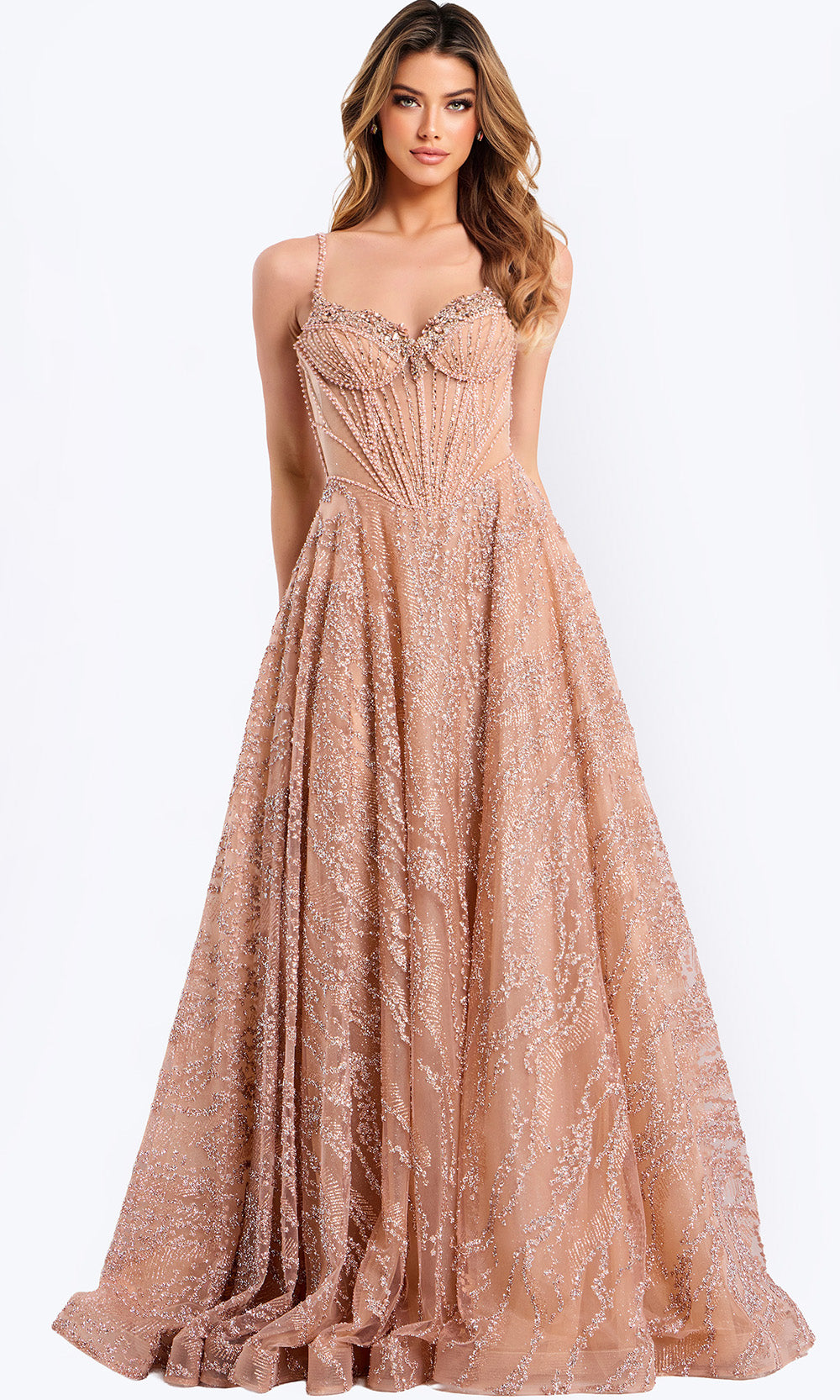 Jovani 48365 - Sparkle Corset Sleeveless A-Line Gown