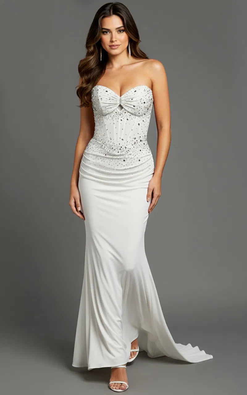 Jovani 48372 - Sweetheart Rhinestone Ornate Fitted Gown