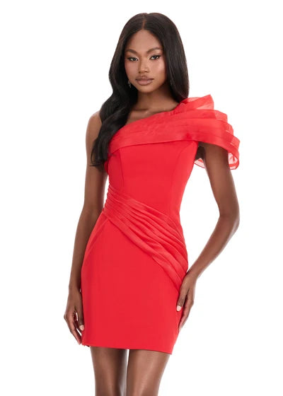 Ashley Lauren 4839 - Organza Layered One Shoulder Dress