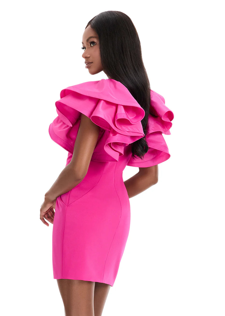 Ashley Lauren 4841 - Fitted Sheath Dress with Ruffle Sleeves
