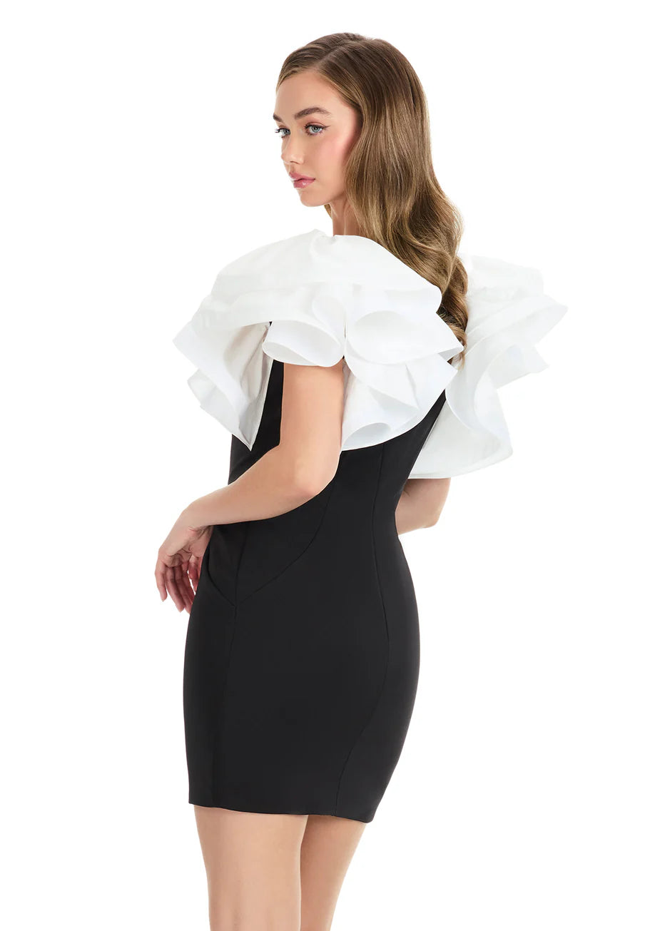 Ashley Lauren 4841 - Fitted Sheath Dress with Ruffle Sleeves