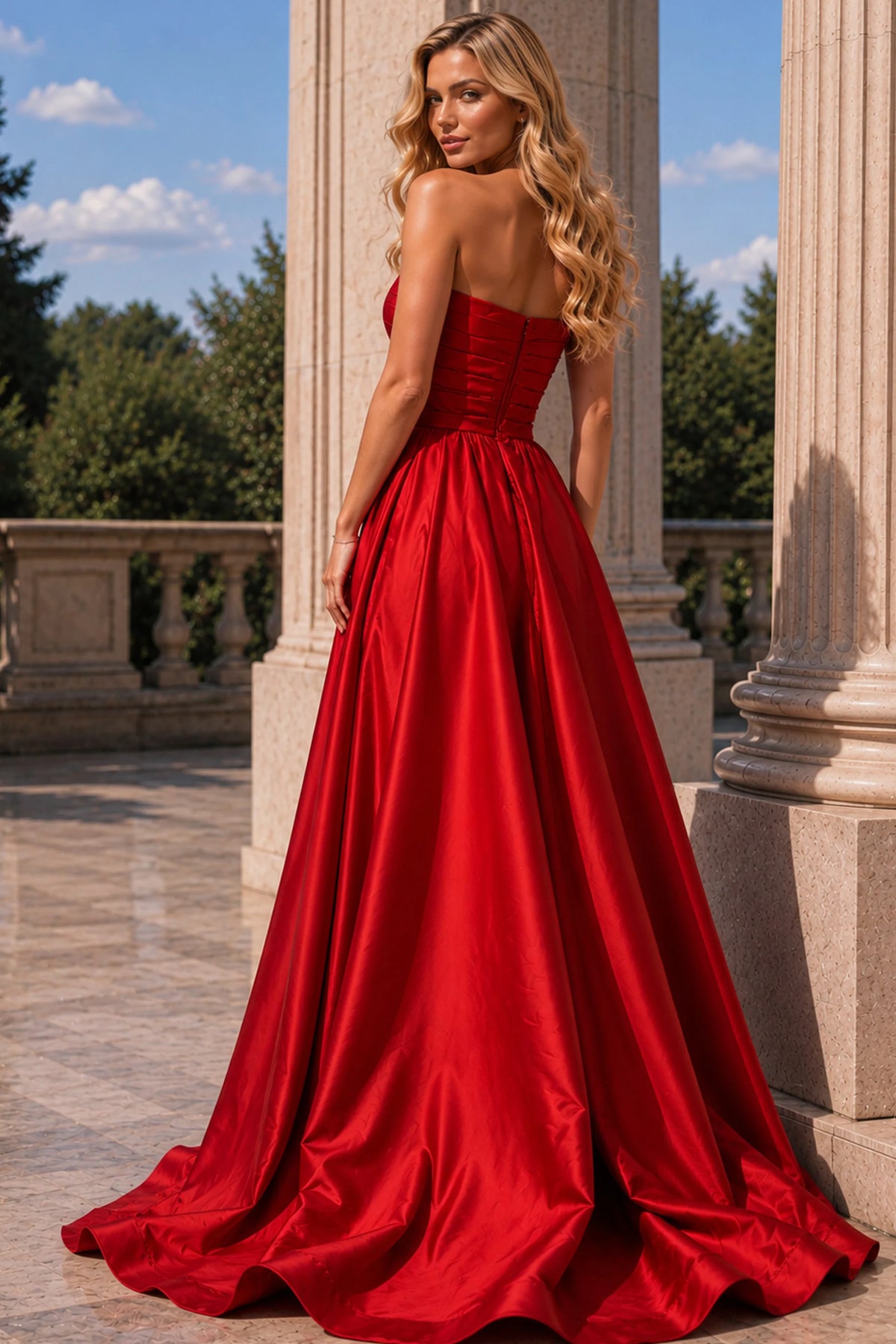 Jovani 48450 - Floral Accent High Slit Asymmetric Dress