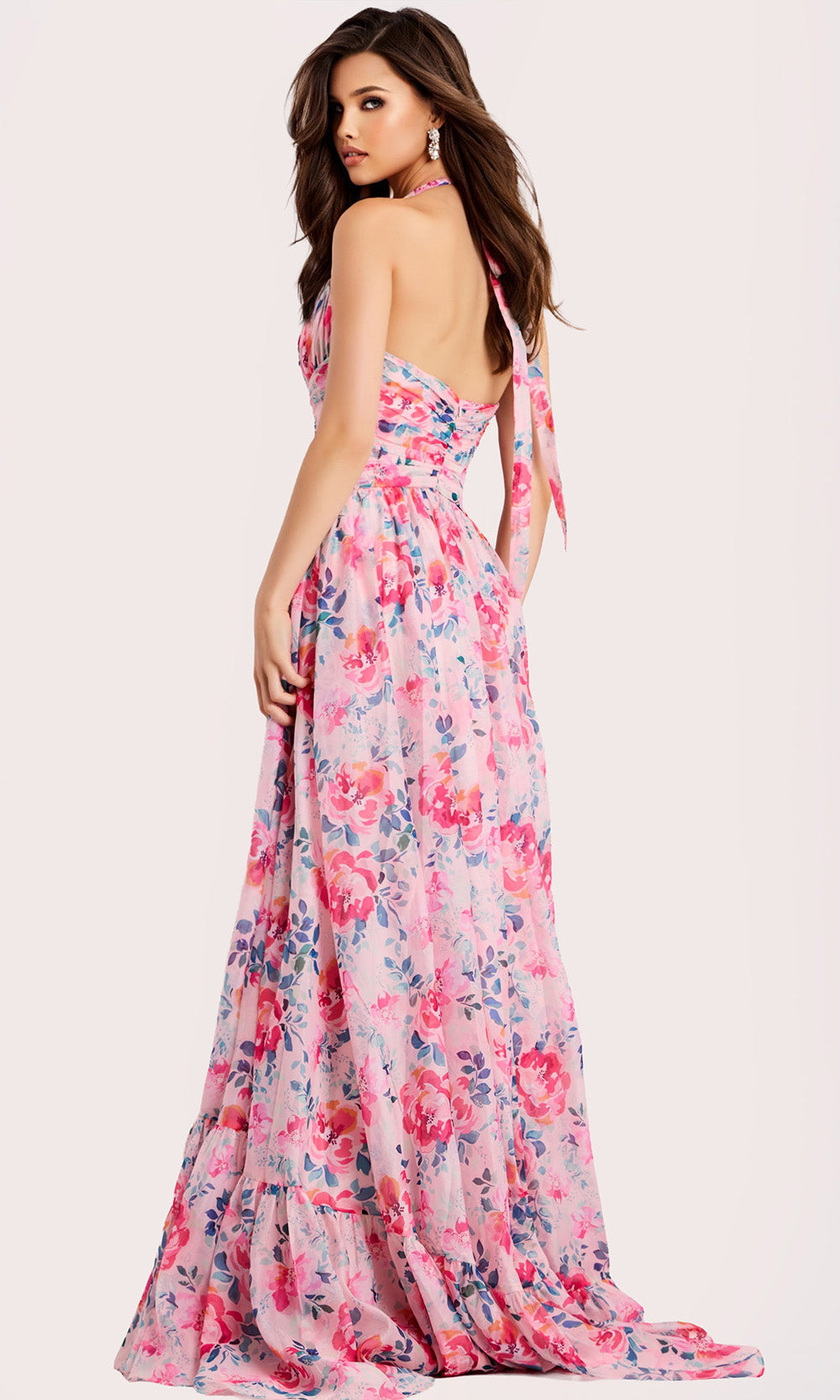 Jovani 48469 - Printed Floral A-Line Sleeveless Dress Prom Dresses