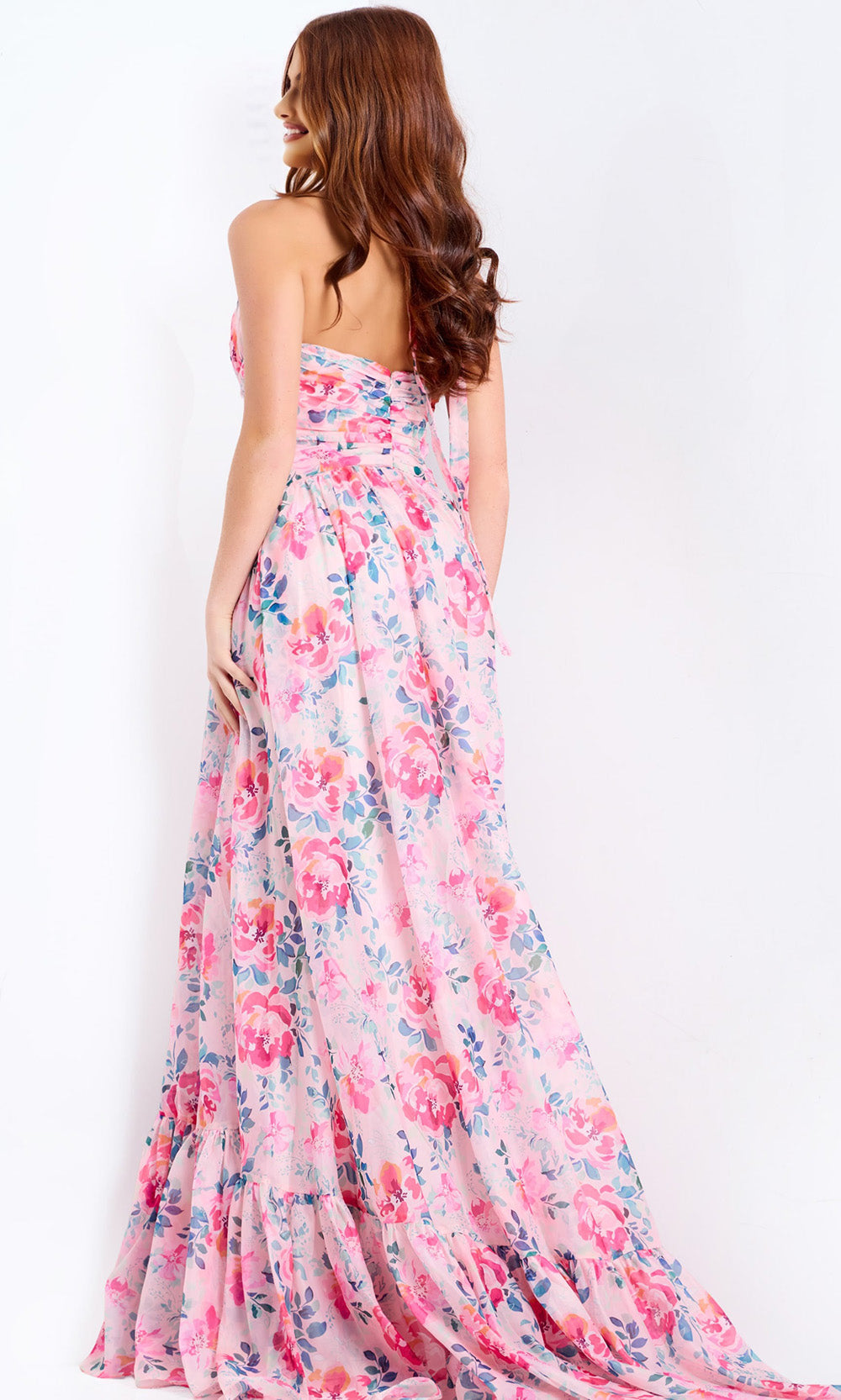 Jovani 48469 - Printed Floral A-Line Sleeveless Dress
