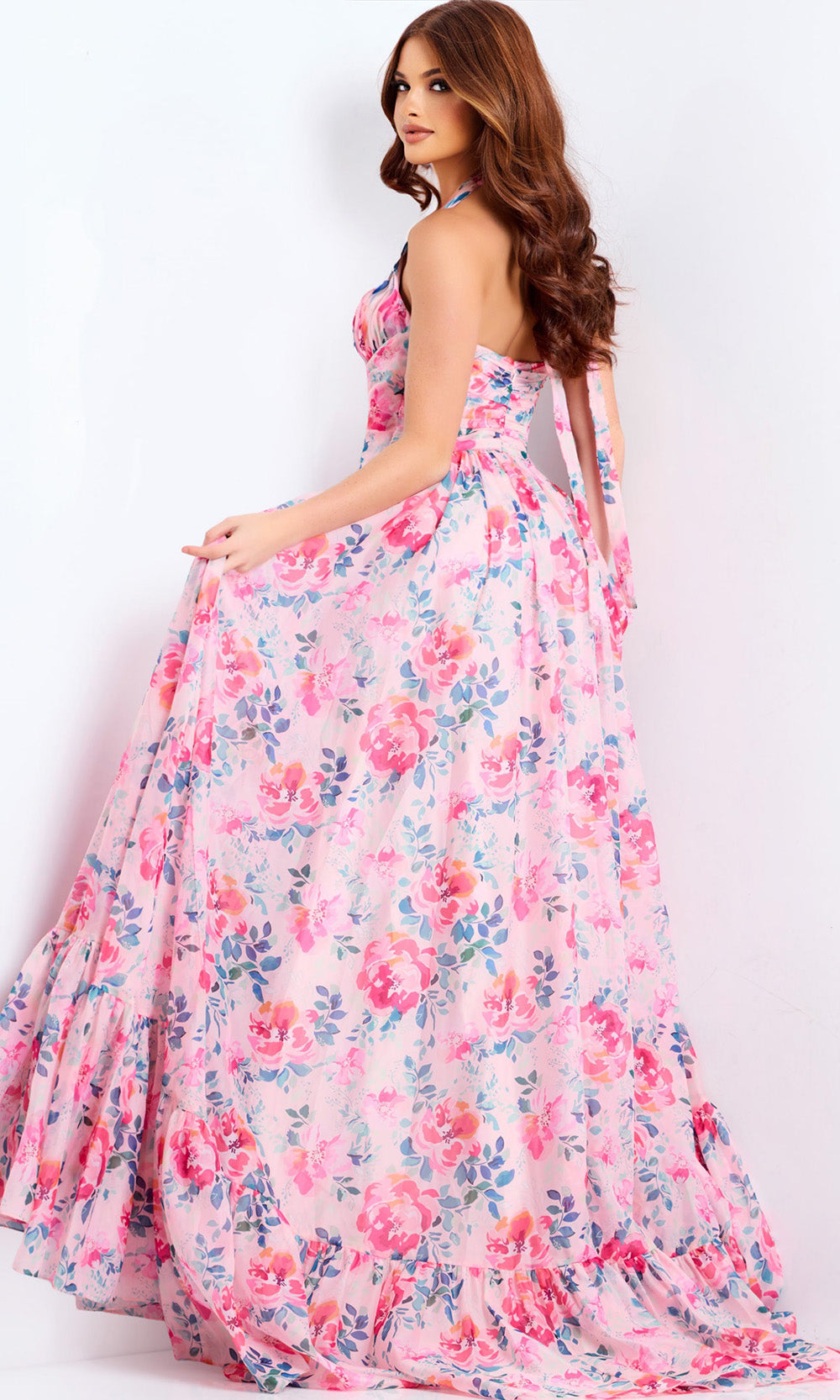 Jovani 48469 - Printed Floral A-Line Sleeveless Dress