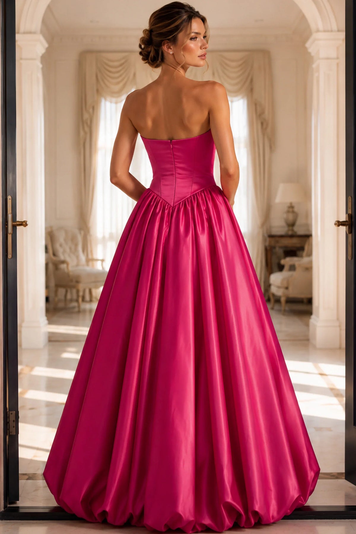 Jovani 48482 - Scoop Neck Gathered Ballgown