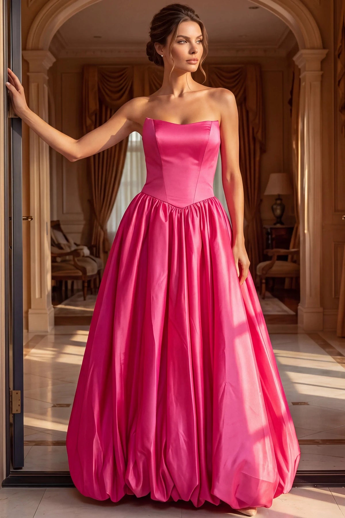 Jovani 48482 - Scoop Neck Gathered Ballgown