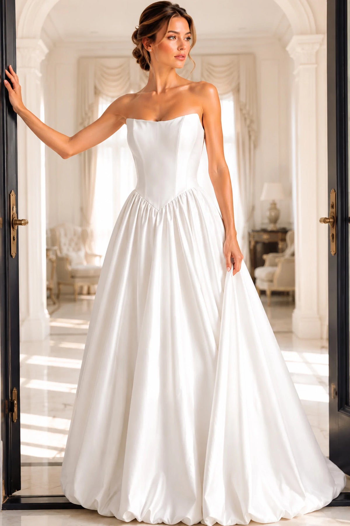 Jovani 48482 - Scoop Neck Gathered Ballgown