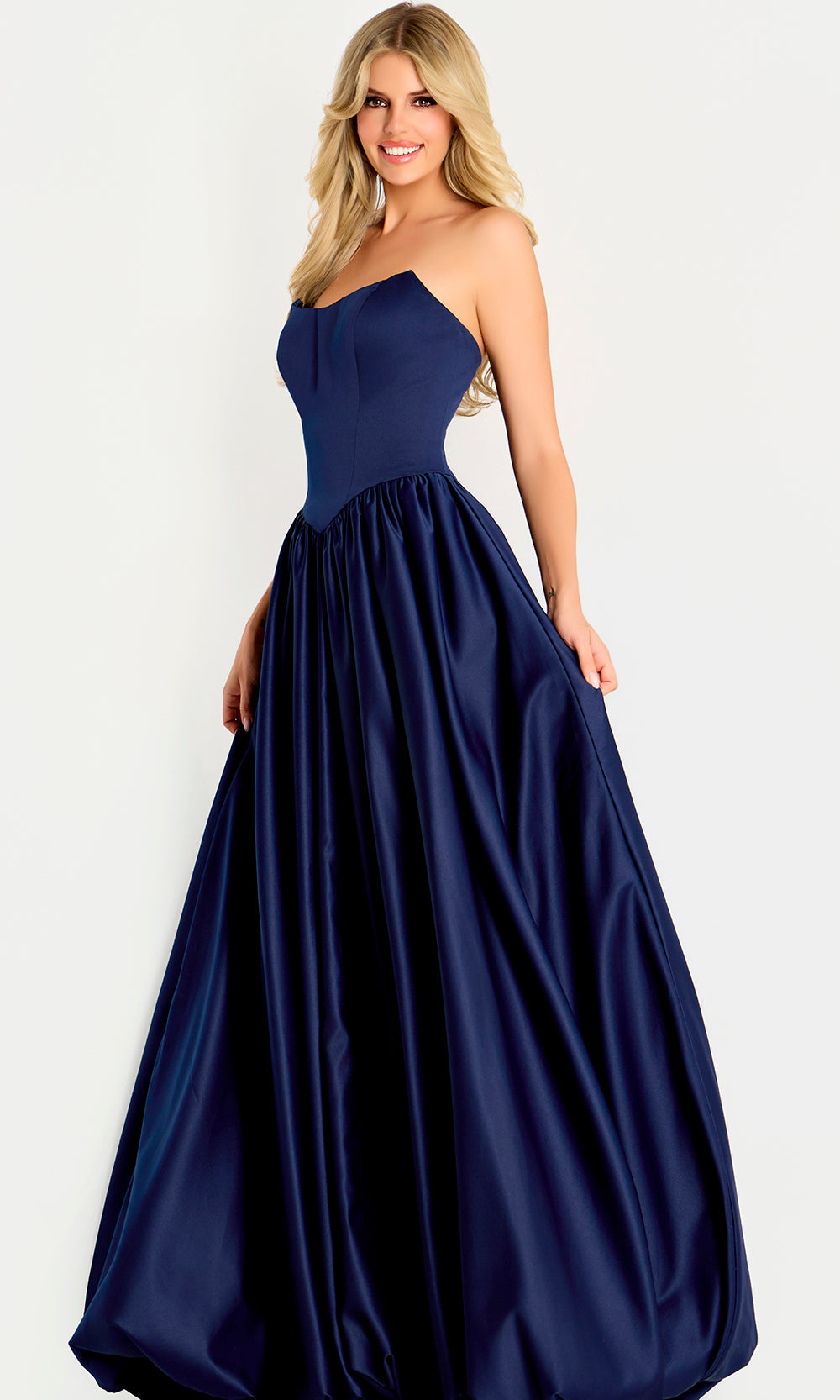 Jovani 48482 - Scoop Neck Gathered Ballgown